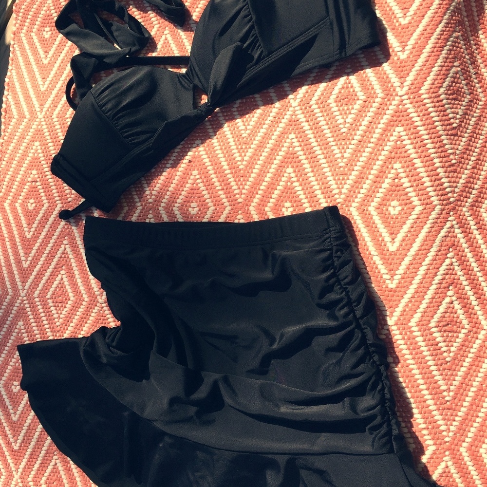 Vintage Style Black Two-Piece Bathing Suit